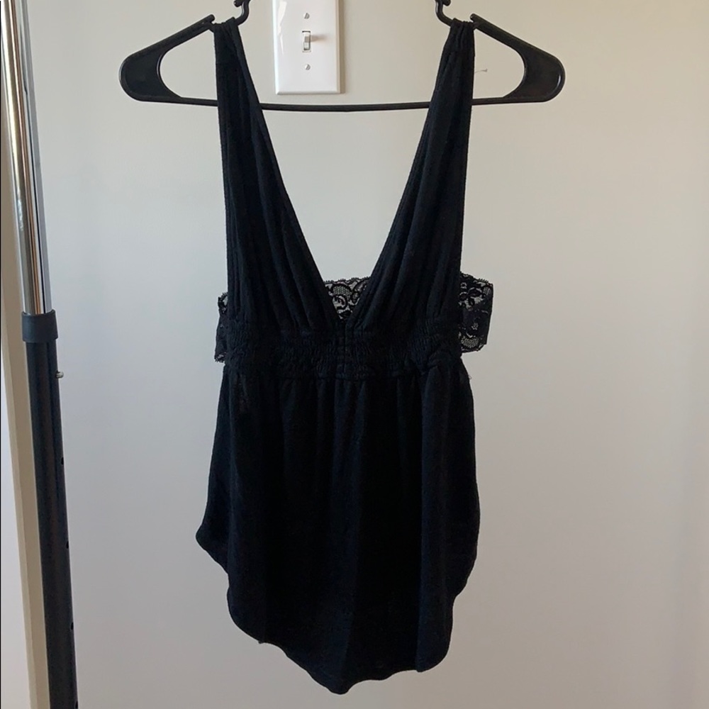 Low cut, black tank top